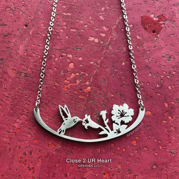 FAIRE - Close 2 UR Heart Fashion Jewelry Hummingbird Wild Bird Necklaces Stainless Steel Bar Pendant Made in the USA